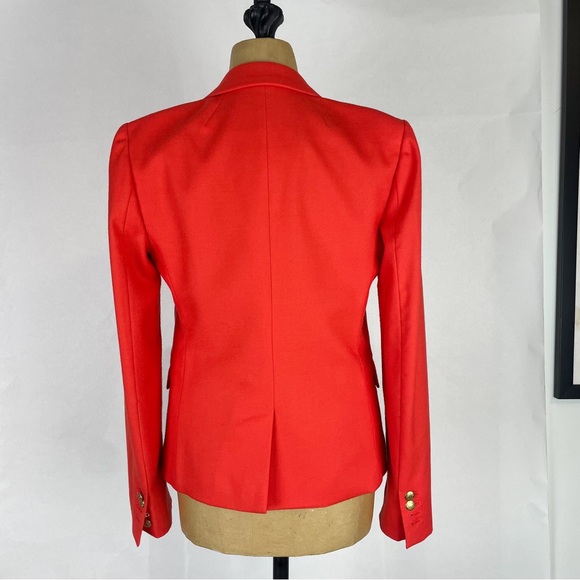 J CREW Women’s “Schoolboy Blazer” Jacket Gold Buttons Pockets Bright Red Size 2 - Picture 4 of 10